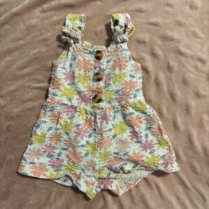 Little Lass Floral Textured Romper - Pink, Purple, Yellow